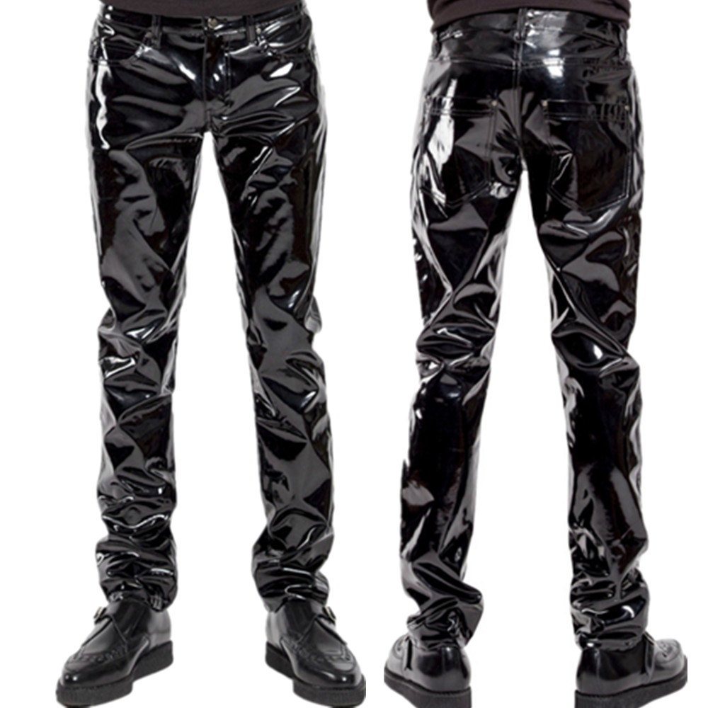 반짝 이는 PVC 라텍스 바지 남자 오토바이 블랙 망  - Motorcycle Gear Mens 리뷰 및 가격
